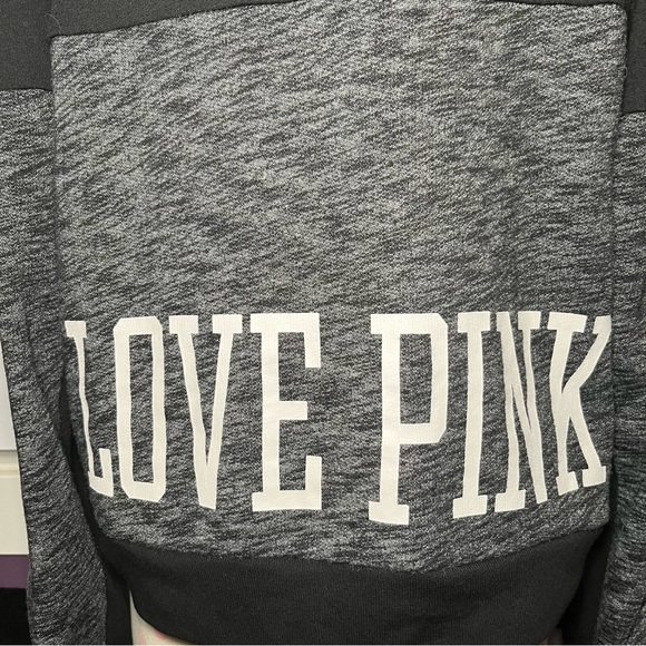 PINK Victoria's Secret 1/4 Zip Pullover Sweatshirt Black Gray Size Medium - Picture 7 of 10